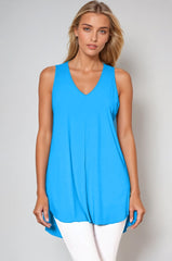PAULA RYAN Long Layering Singlet Microjersey - Cyan Blue
