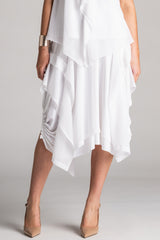 PAULA RYAN Chiffon Overlay Skirt - White