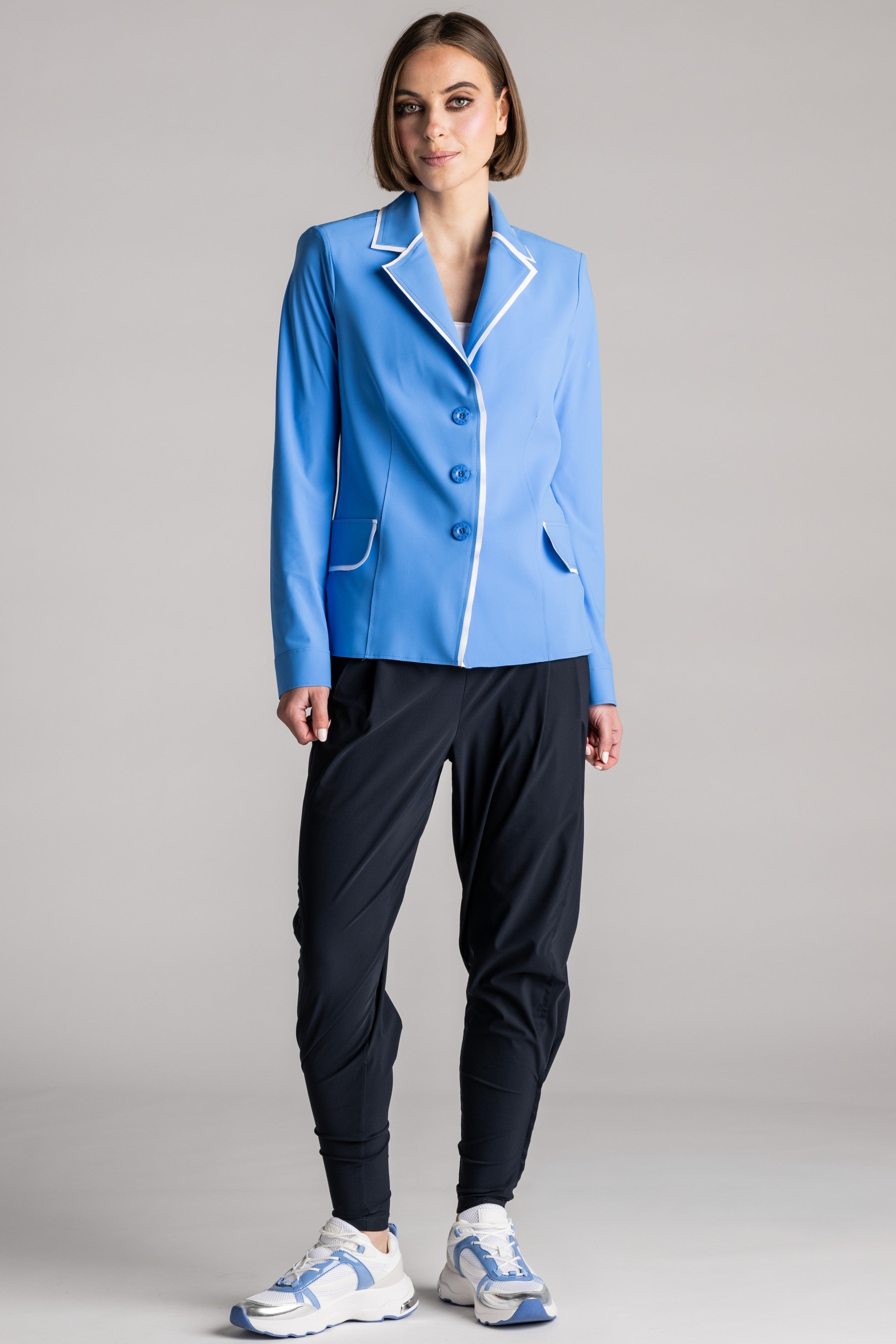 PAULA RYAN Contrast Trim Blazer - Cornflower/White - Paula Ryan