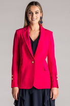PAULA RYAN Long-line Boyfriend Jacket - Microjersey Electric Pink - Paula Ryan