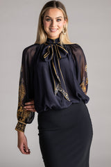 CAMILLA Detachable Pussy Bow Raglan Blouse - The Imperial Gate