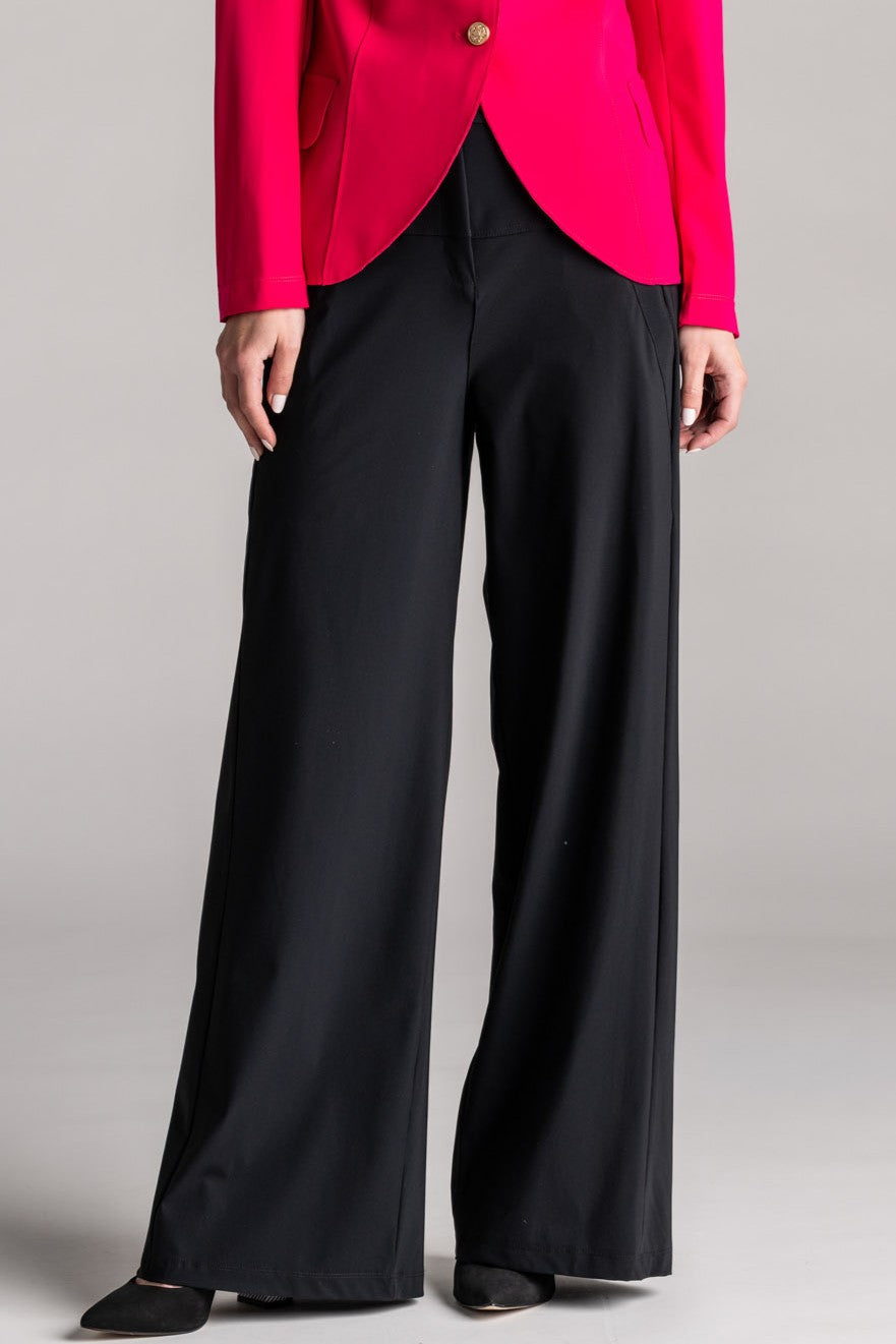 PAULA RYAN Wide Leg Pant -  Microjersey Black