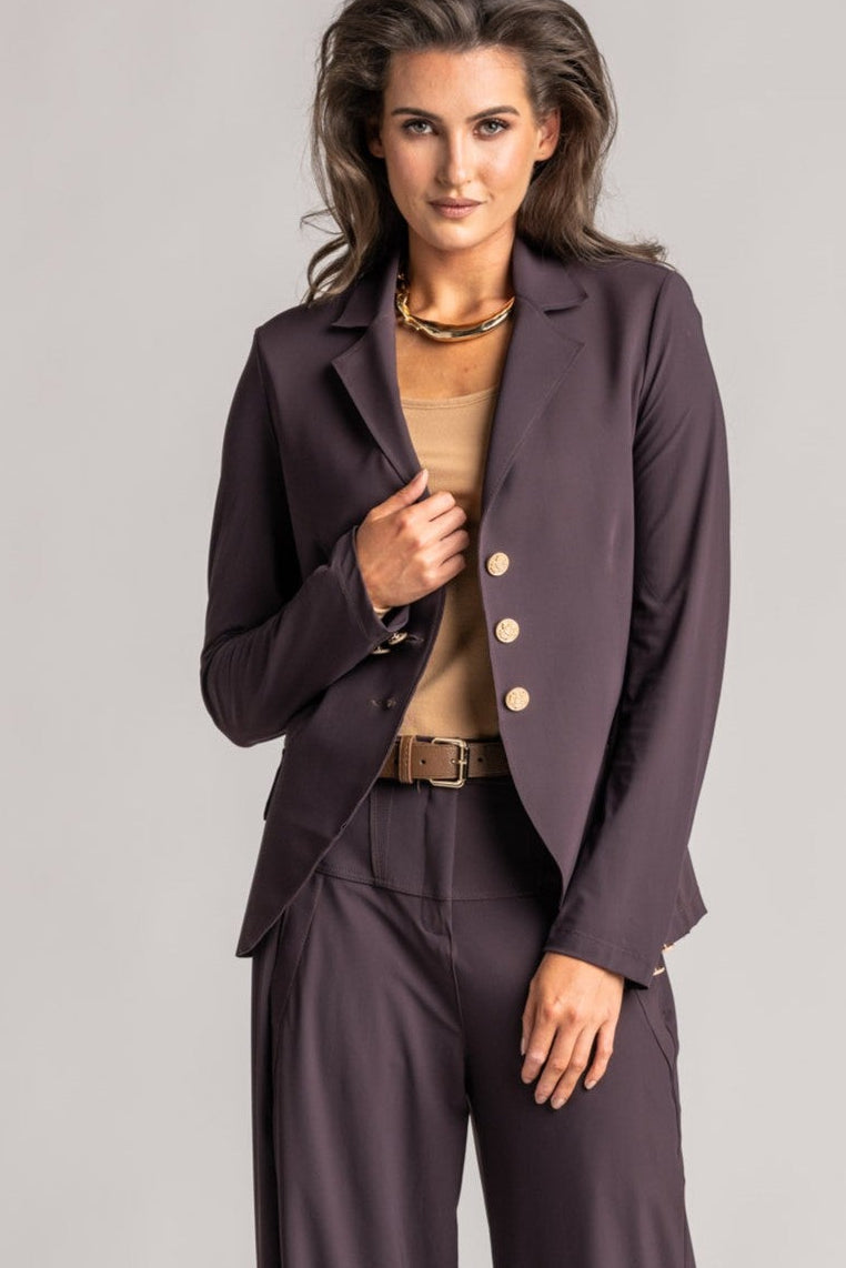 PAULA RYAN Classic Waisted Jacket - Cocoa Plum - Paula Ryan