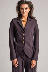 PAULA RYAN Classic Waisted Jacket - Microjersey Cocoa Plum