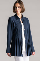 PAULA RYAN Tucked Waist Shirt - Microjersey Navy - Paula Ryan