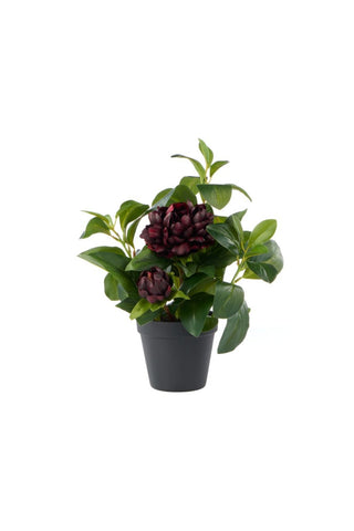 Faux Burgundy Peony Pot