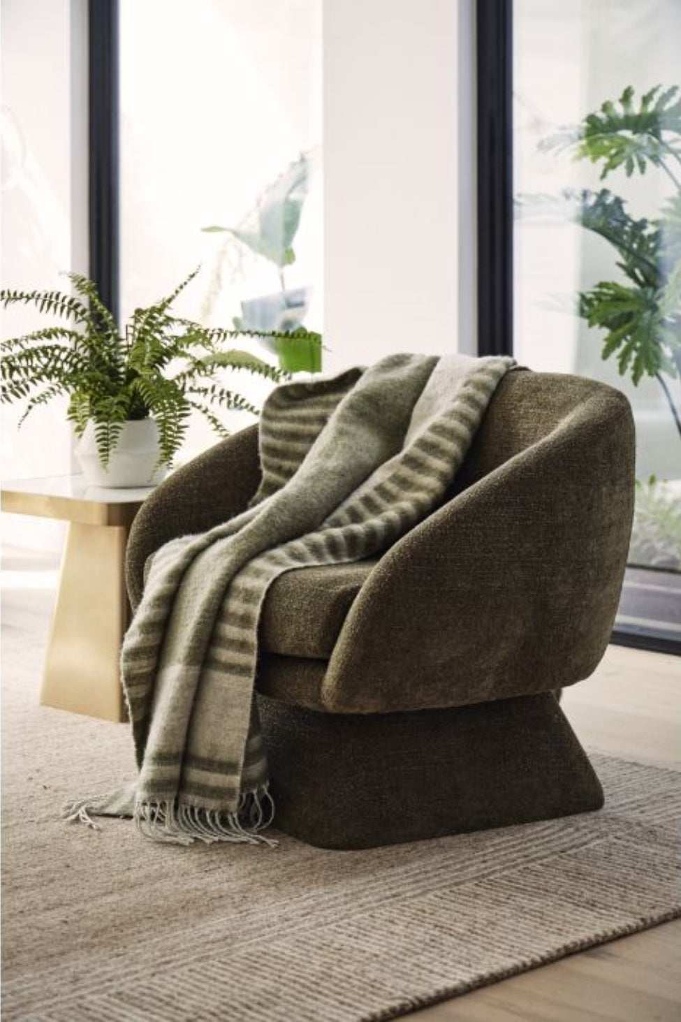 Nordic Stripe Wool Throw - Natural Tones - Magpie Style