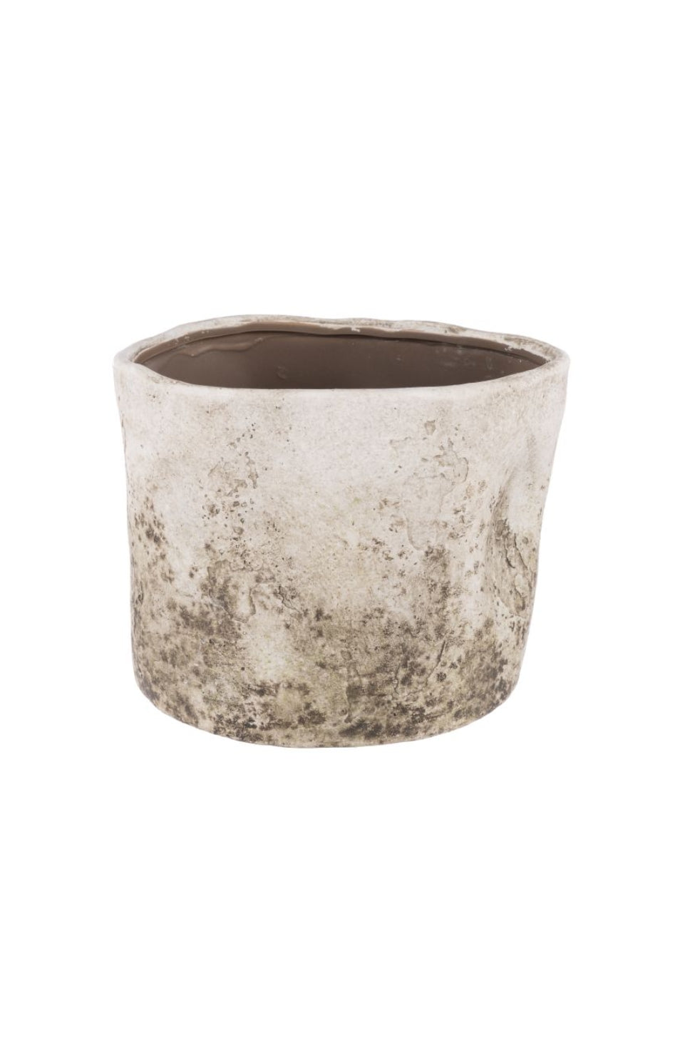 Large Aged Stone Pot - Rustic Whitewash - Magpie Style