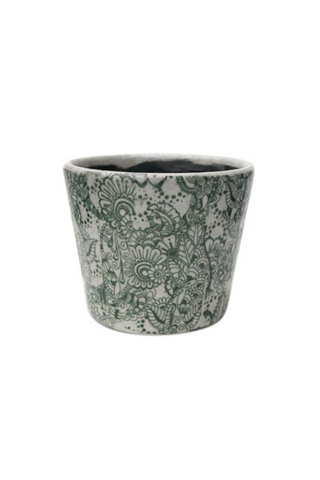 Bohemian Lace Pot - White/Green