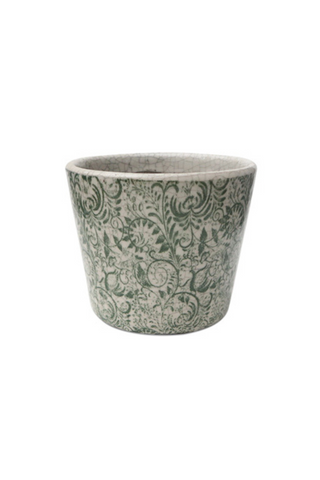 Green Filigree Pot - White/Green