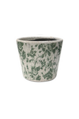 Green Floral Spray Pot - White/Green