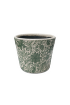 Leaf & Vine Floral Pot - White/Green - Magpie Style