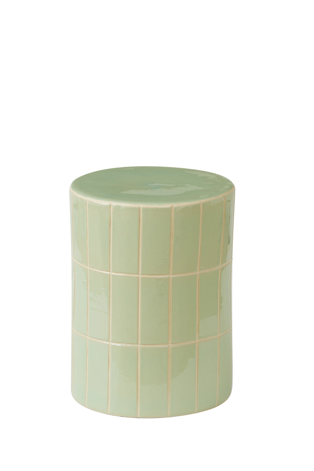 Sage Grid Ceramic Stool