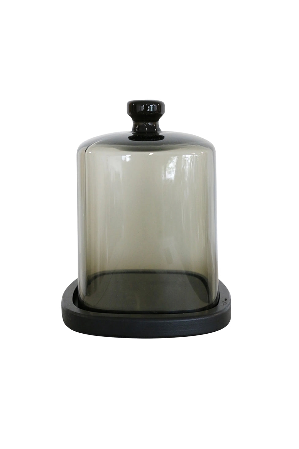 Smoked Glass Cloche - Wooden Base - Magpie Style
