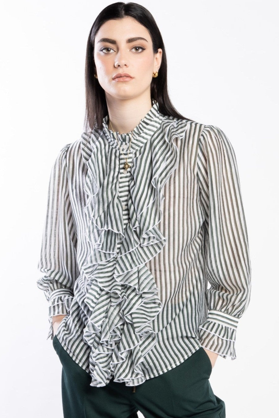 LOUGHLIN Willow Blouse - Green Stripe - Magpie Style
