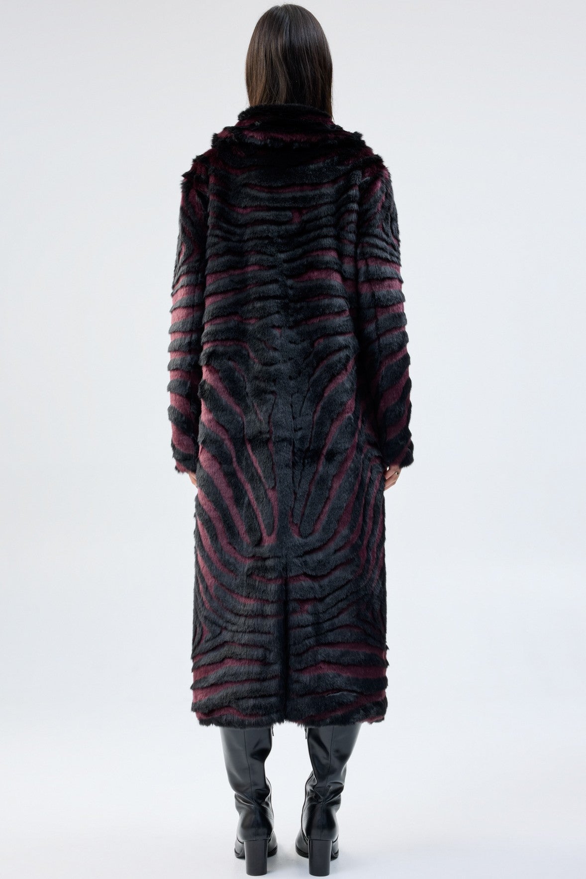 UNREAL FUR Gonzo Coat - Striped Burgundy - Magpie Style