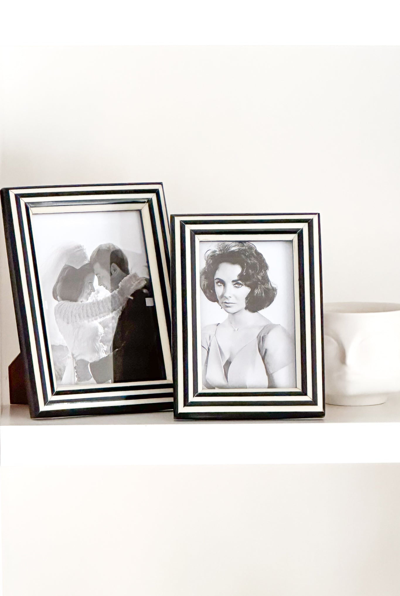 Black and Off-White Striped Resin Photo Frame 5x7 - Magpie Style