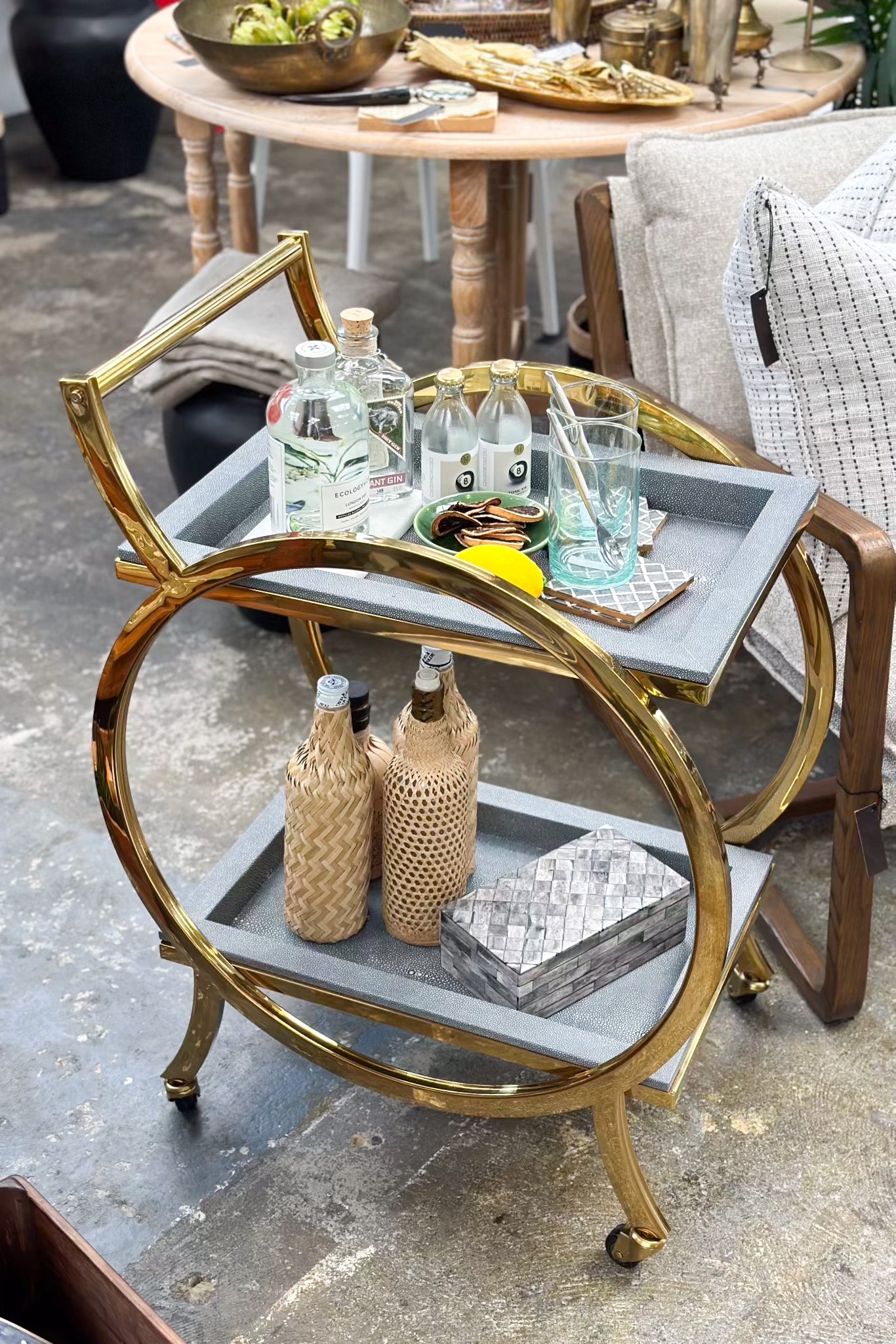 Margo Bar Trolley Gold & Grey - Magpie Style