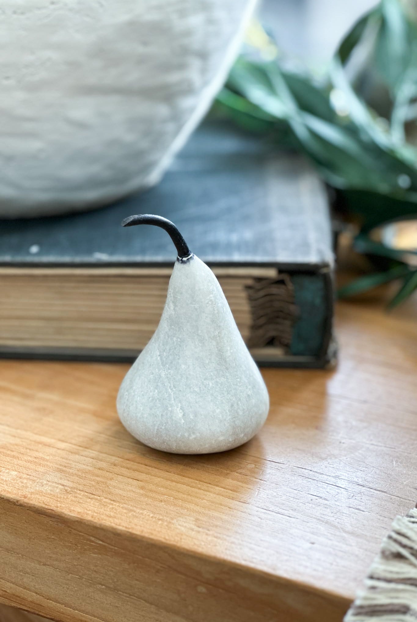 Small Hand Carved Marble Pear - Natural - Magpie Style