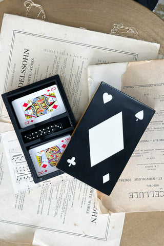 Large Resin Double Card Box - Black/White