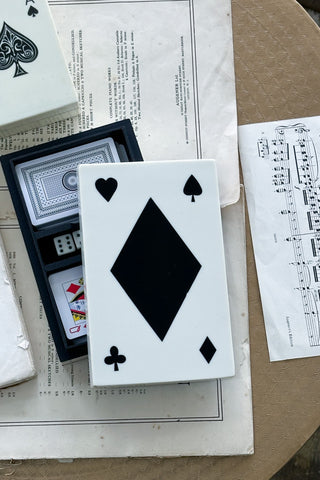 Large Resin Double Card Box - White/Black