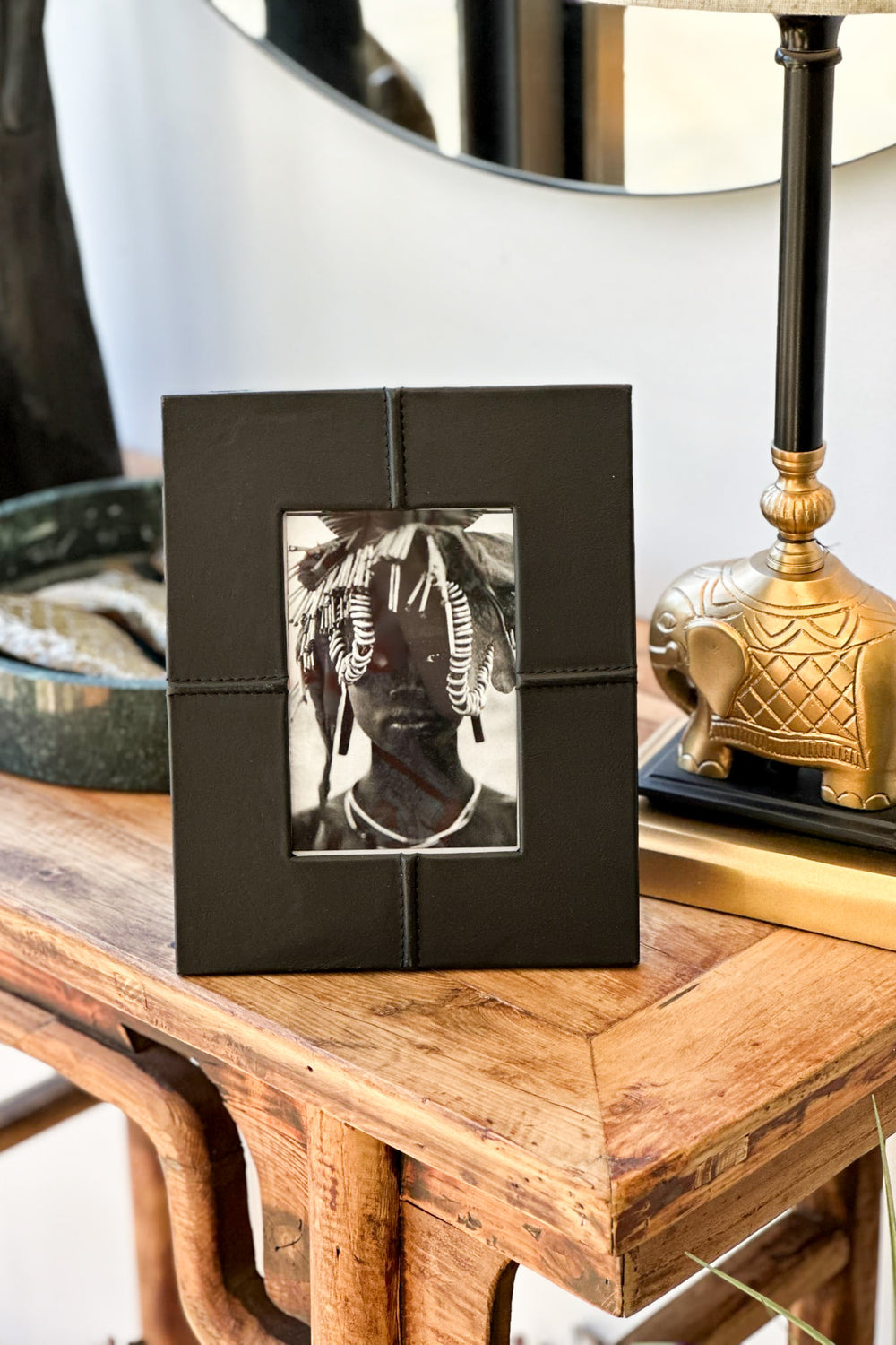Black Leather Photo Frame 4x6