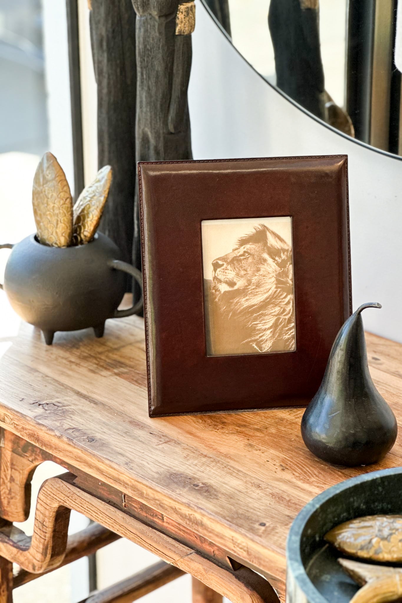 Dark Brown aged Leather Photo Frame 4x6 - Magpie Style