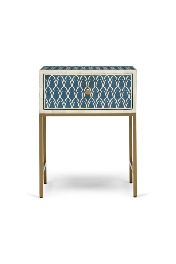 Zephyr Bone Inlay Bedside Table - Magpie Style