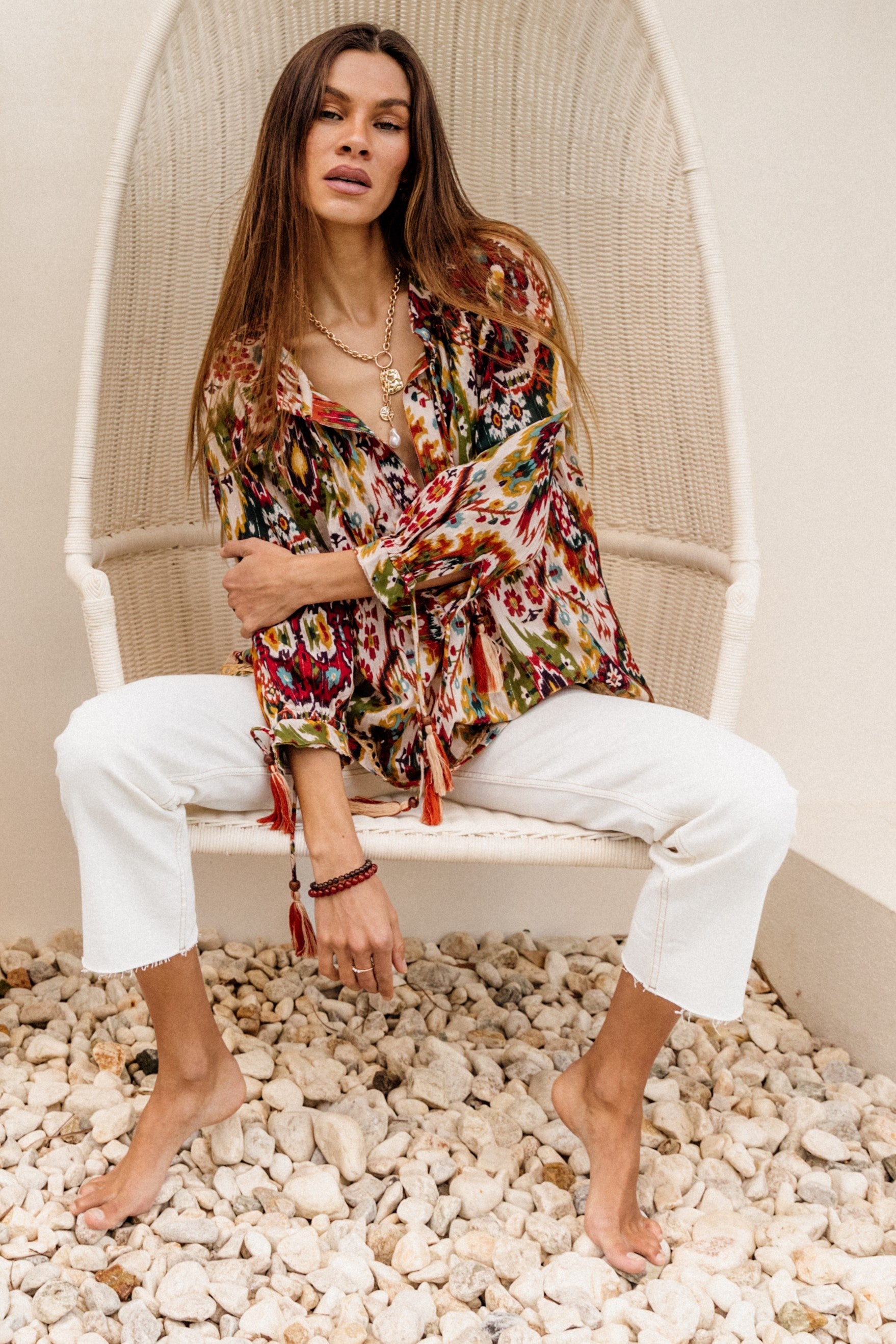 I AM PYLGRYM Santorini Top - Moon Beam Ikat - Magpie Style