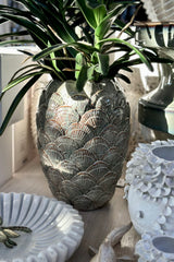 Tall Taupe Ceramic Shell Planter