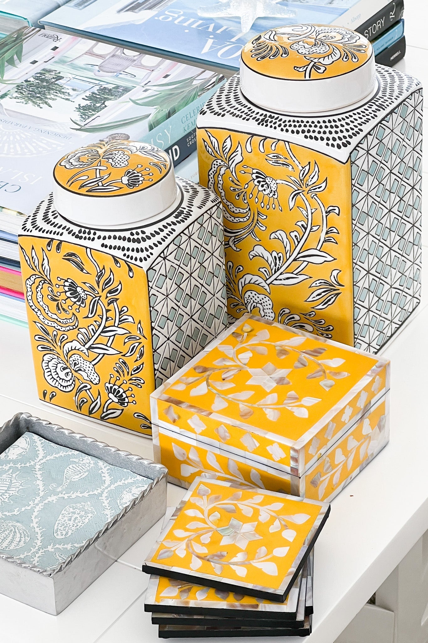 MAGPIE HOME Retro Floral Ginger Jars (Set of 2) - Magpie Home - [product type] - Magpie Style