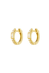 Isla Hoop Earring with Rectangle Stone - Gold