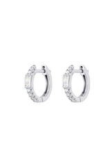 Isla Hoop Earring with Rectangle Stone - Silver