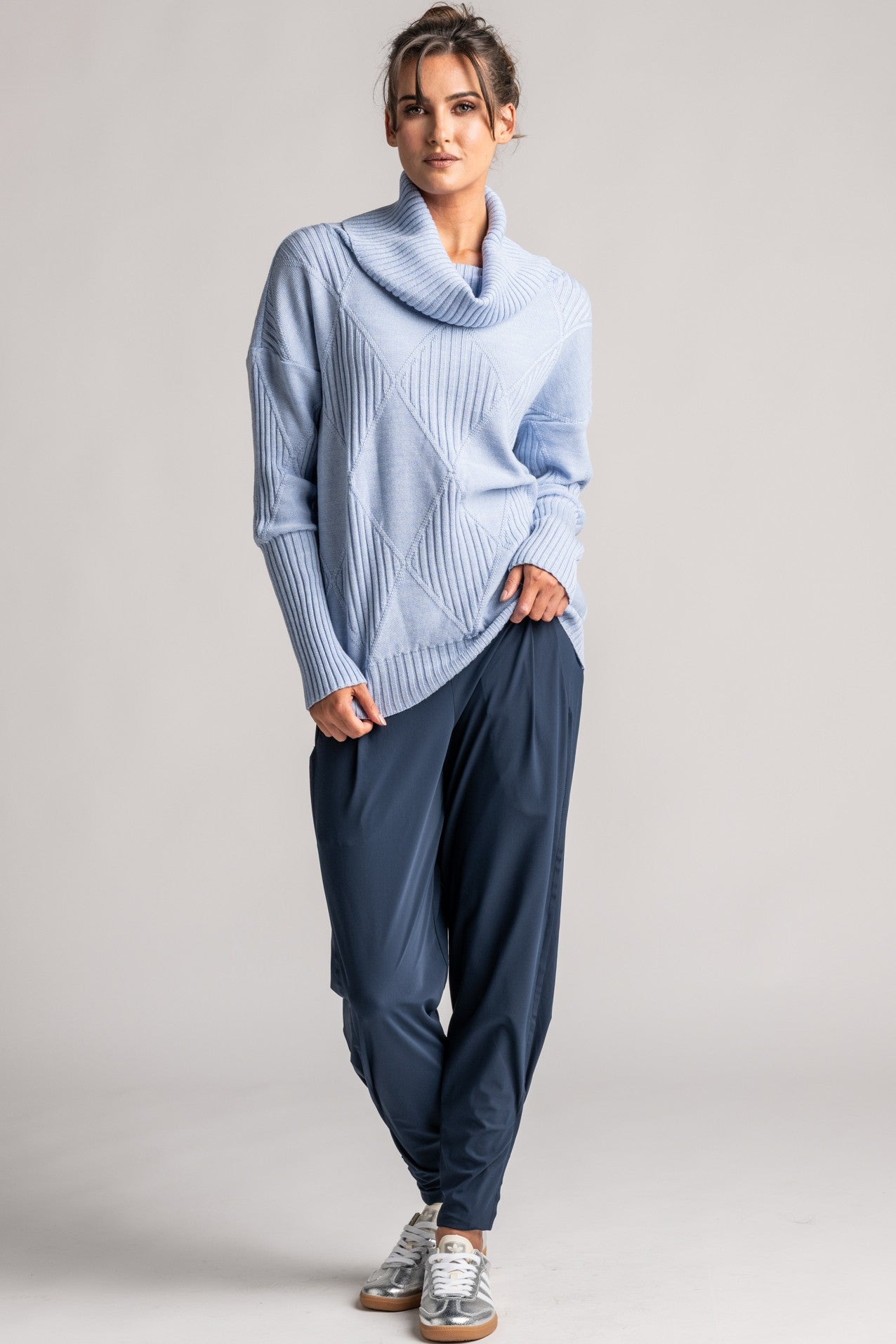 PAULA RYAN Diamond Rib Sweater - Merino Powder Blue - Paula Ryan