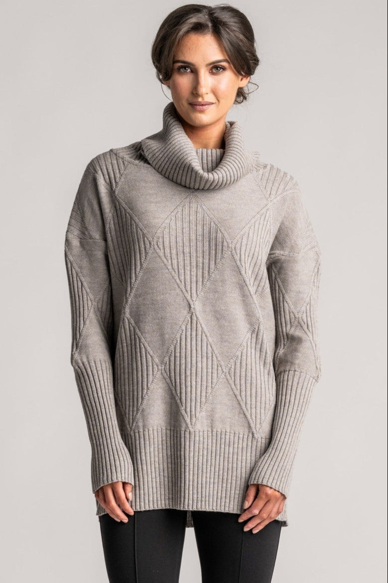 PAULA RYAN Diamond Rib Tunic - Merino Mink