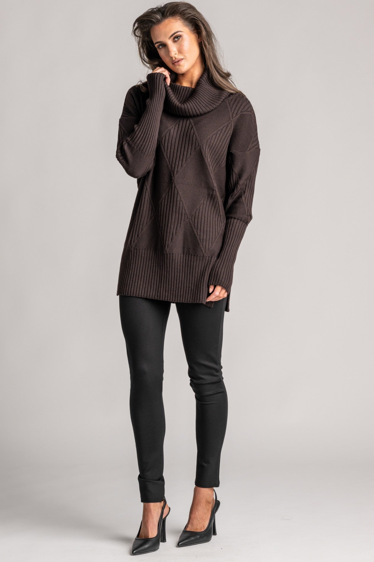 PAULA RYAN Diamond Rib Tunic - Merino Cocoa - Paula Ryan