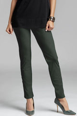 PAULA RYAN ESSENTIALS Waisted Cigarette Pant - Microjersey Khaki