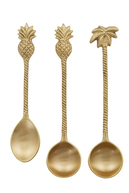 Pineapple Isle Brass Spoon w/ Round Scoop - Magpie Style