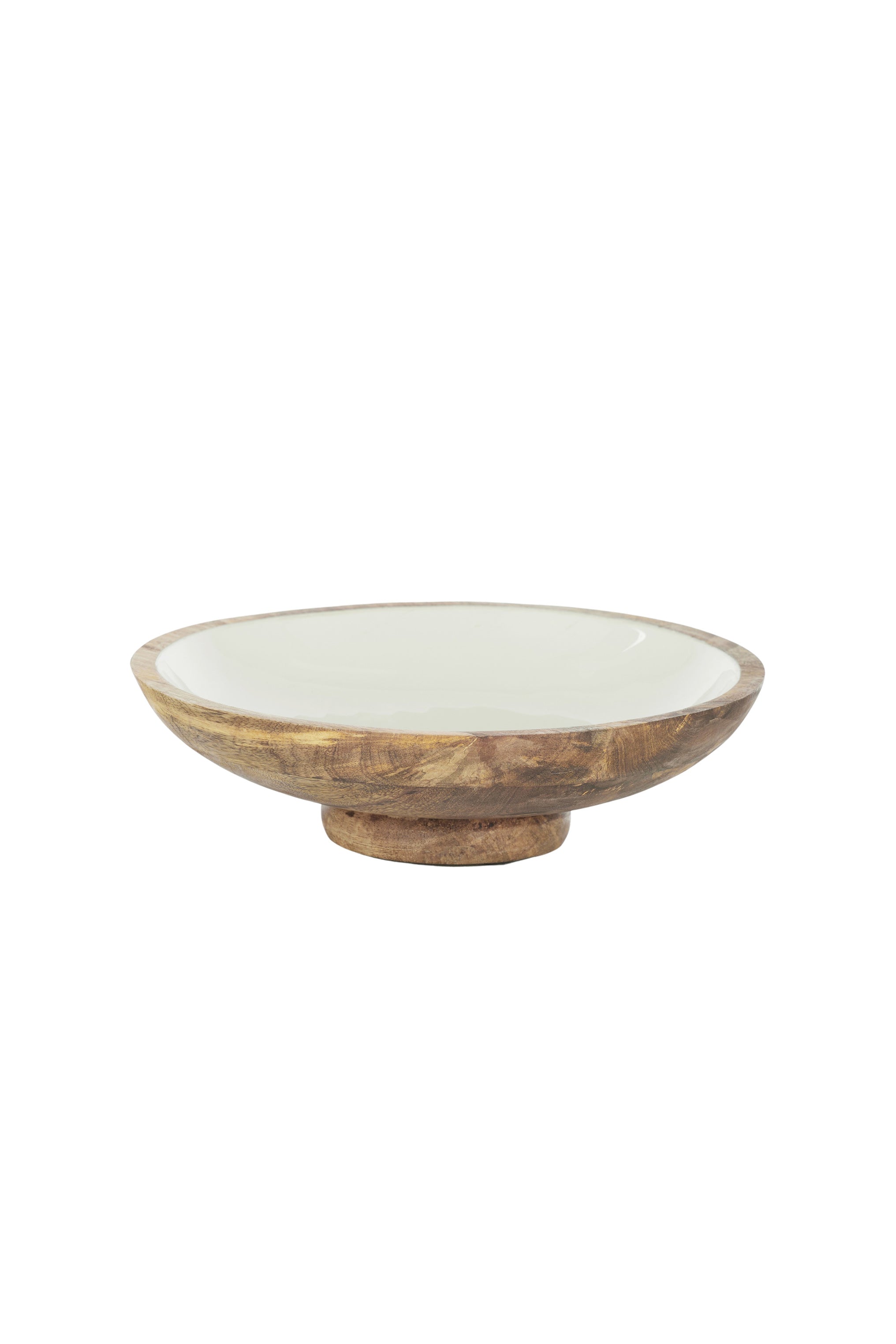 Seychelles Enamel and Carved Wood Bowl on Pedestal - Magpie Style