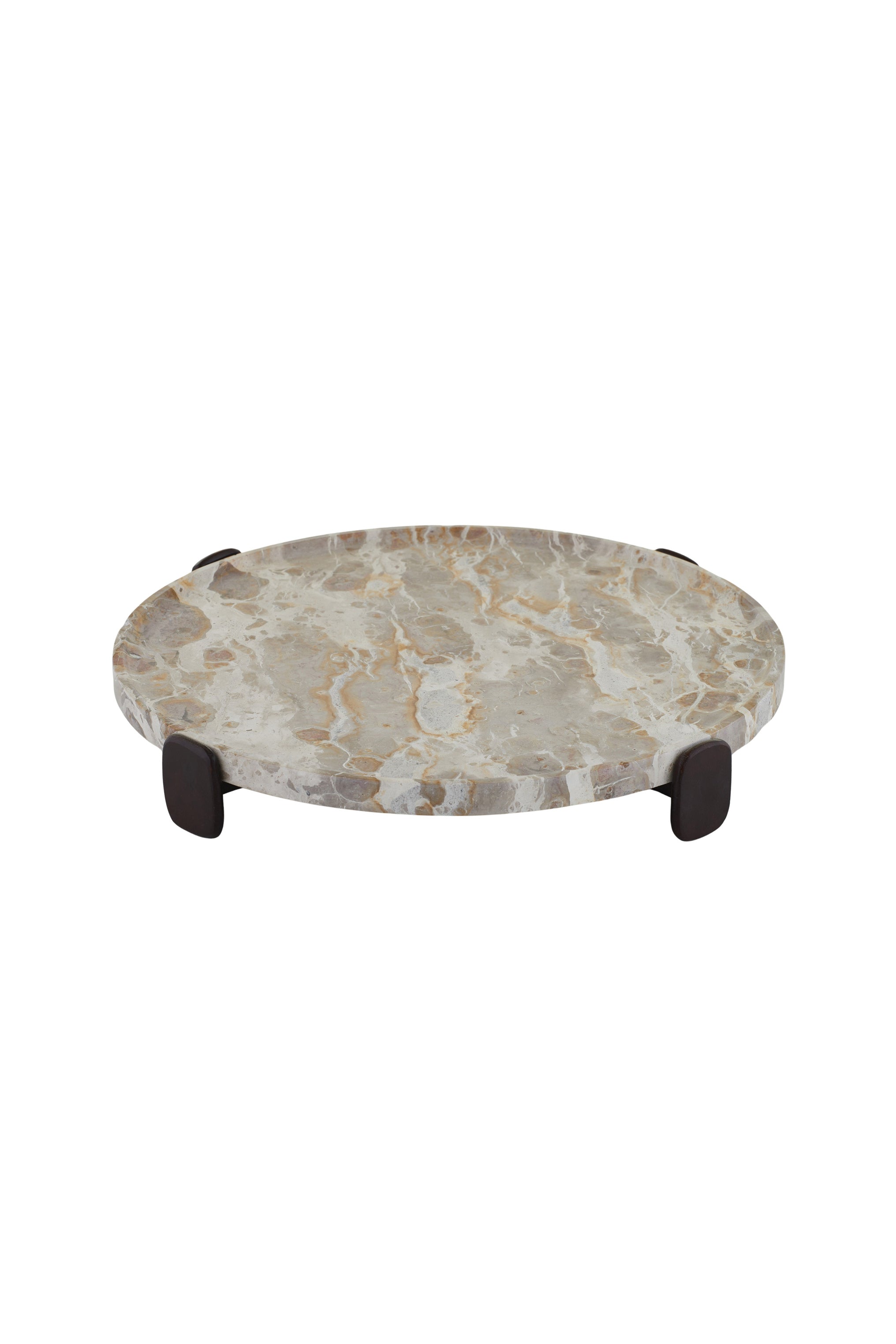 Campania Footed Marble Platter w Timber Base - Magpie Style