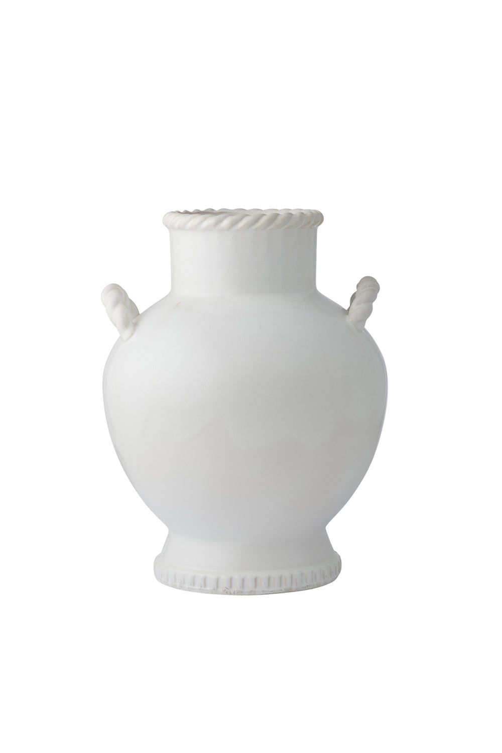 White Rope Handle Ceramic Vase