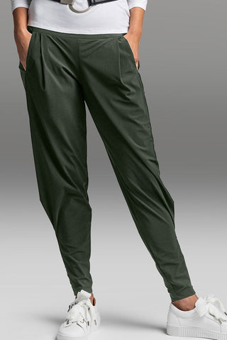 PAULA RYAN Ankle Pleat Basque Pant - Khaki