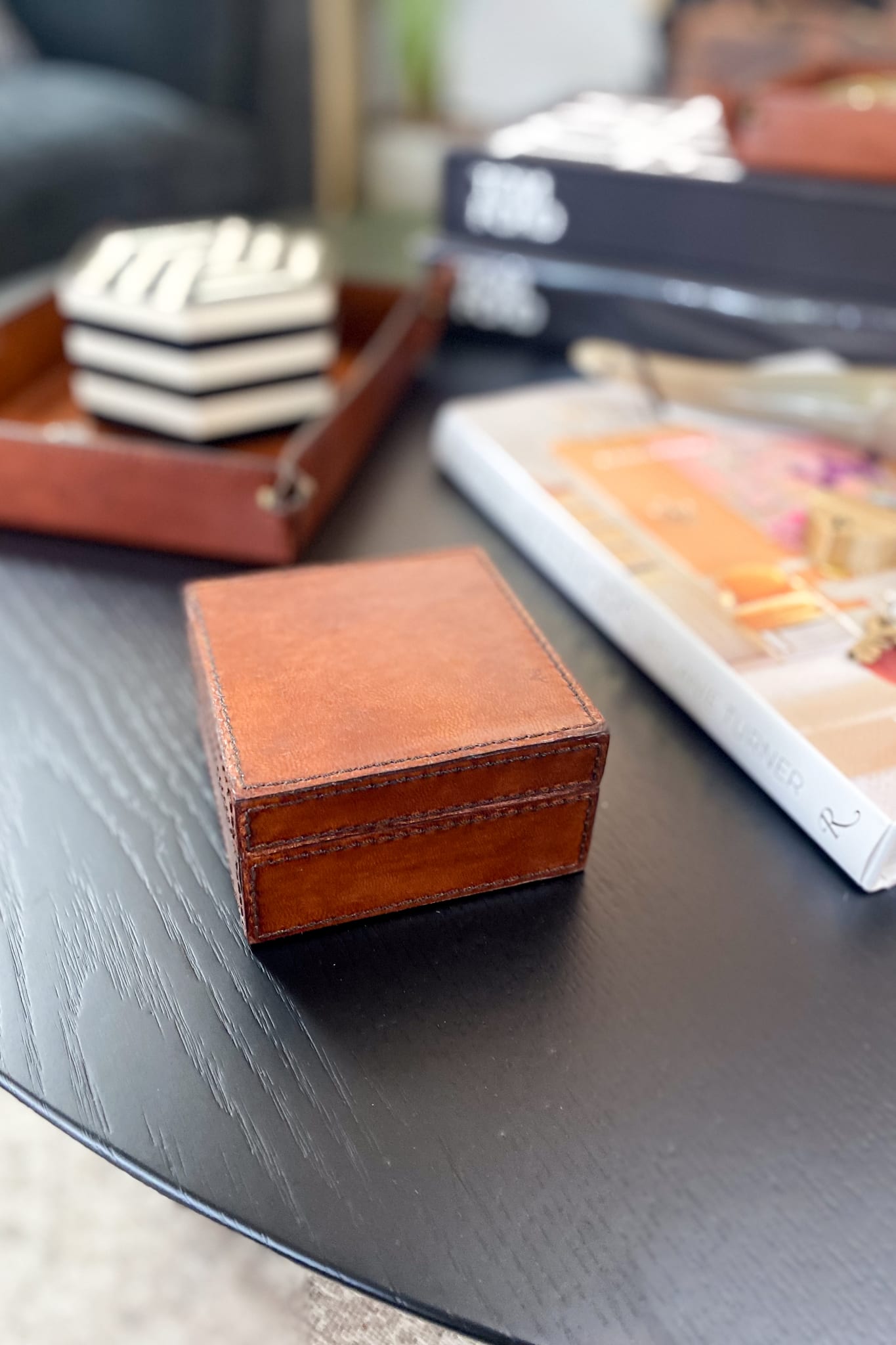 Small Leather Pin Box - Tan - Magpie Style