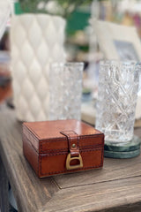 Leather Box with Brass Stirrups -Tan