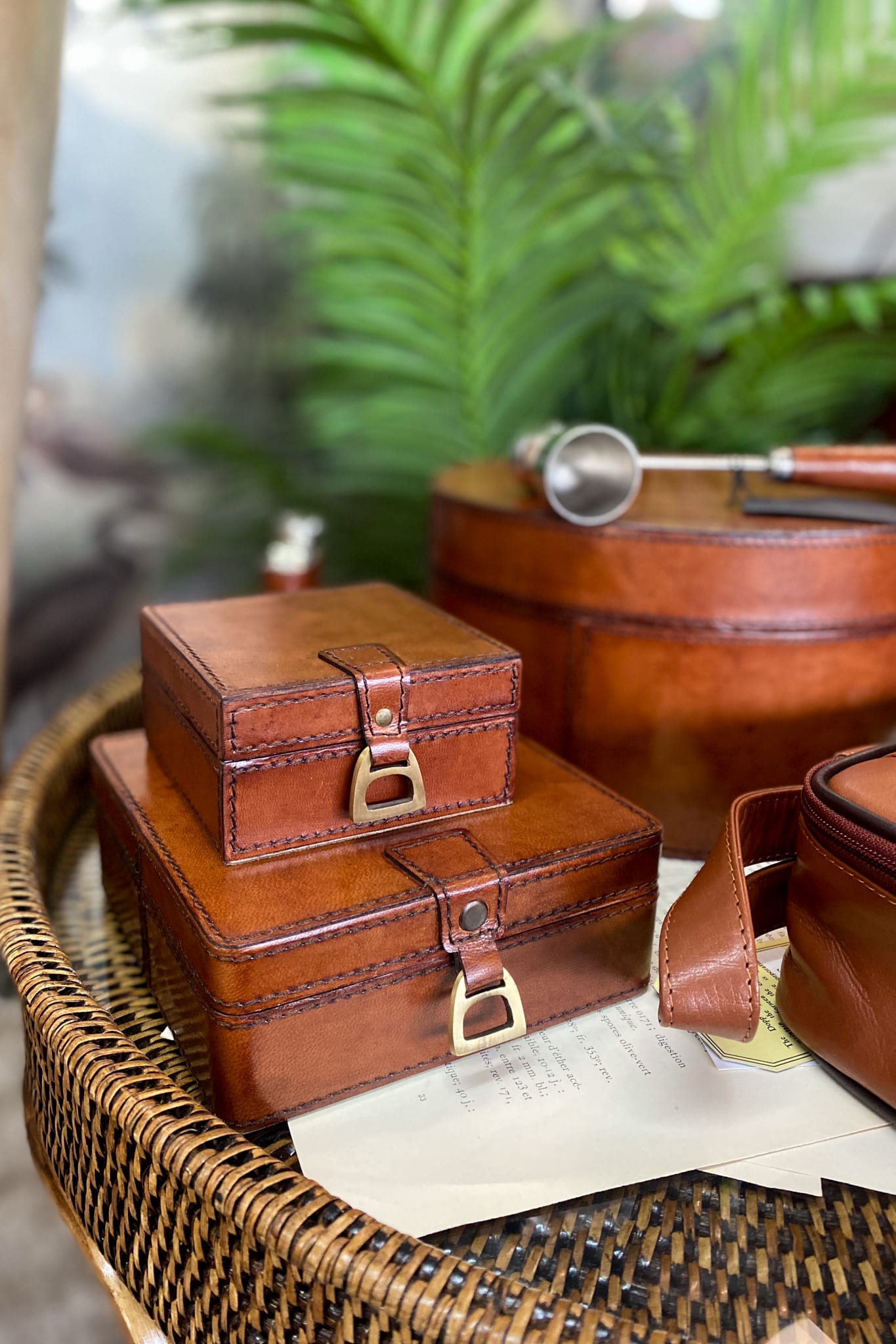 Leather Box with Brass Stirrups -Tan - Magpie Style