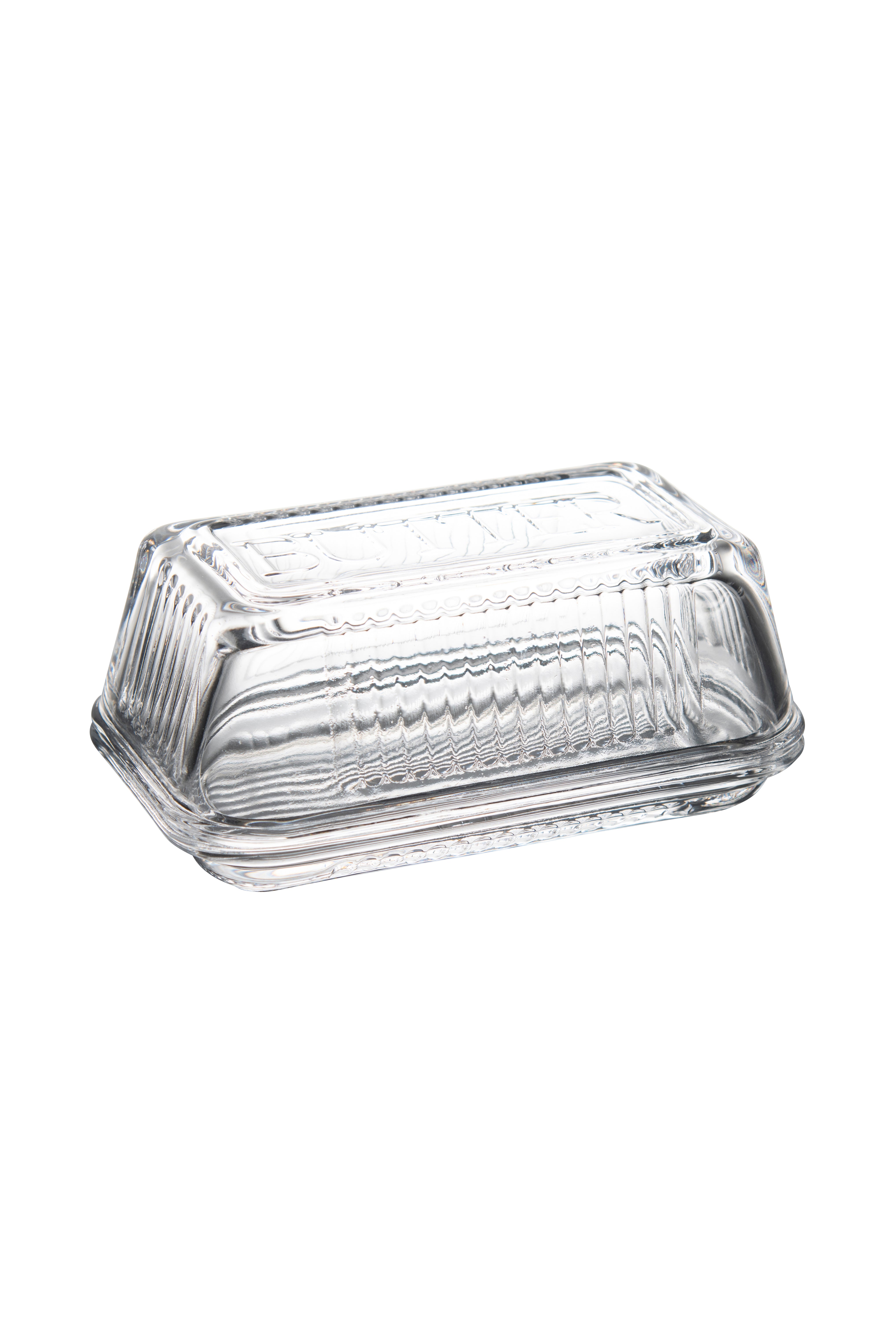 Retro Clear Glass Butter Dish - Magpie Style