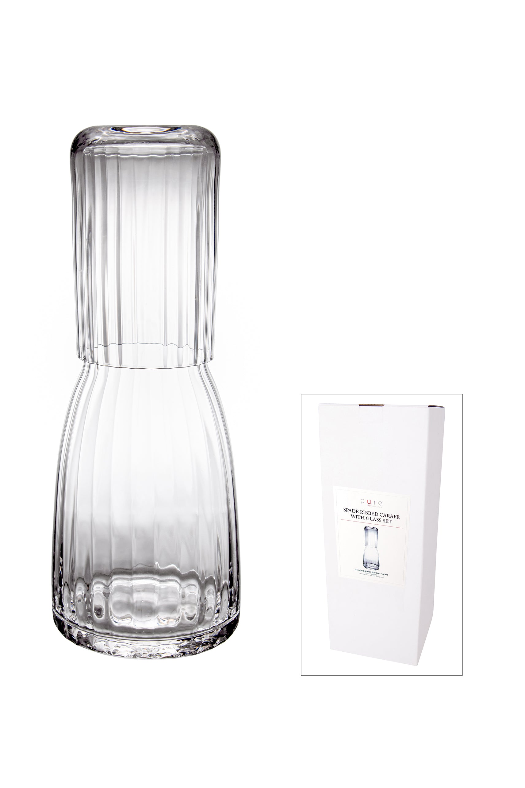 Ribbed Guest Carafe and Glass Set - Magpie Style