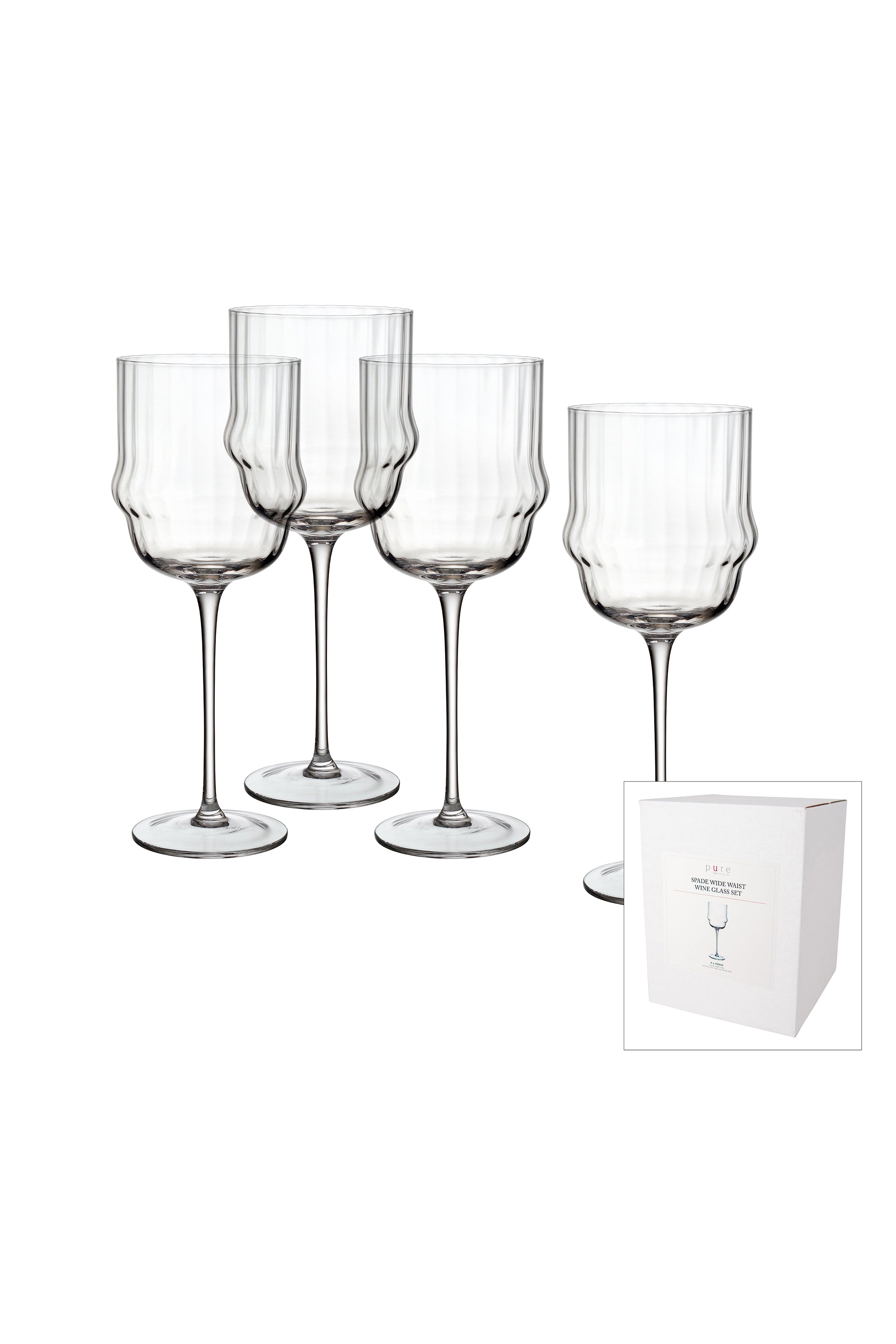 Ribbed Wavy Wine Glasses (Set of 4) - Magpie Style