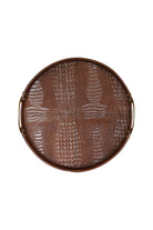 Croc Leather Round Tray with Brass Handles - Magpie Style