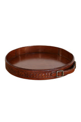 Round Leather Tray with Buckle Detail